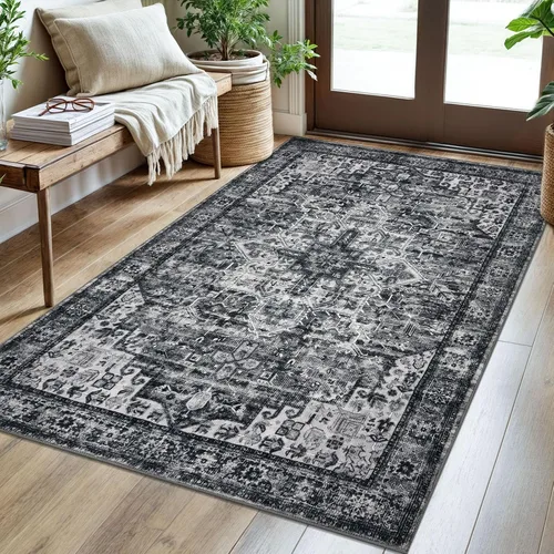 Vista 35 de SIILOOM Alfombra lavable de 2 x 3 pies, alfombra suave color taupe ceniza para entrada, tapete antideslizante para puerta de interior, tapete