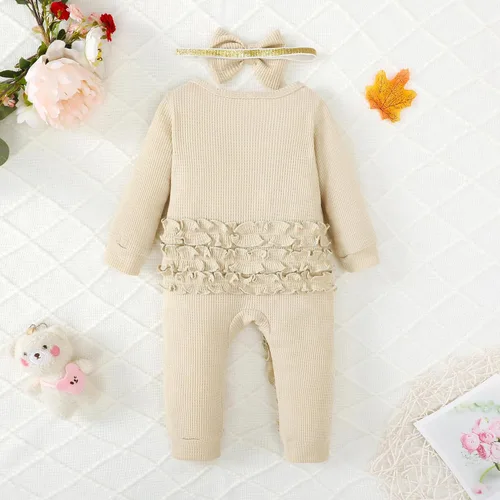 Vista 2 de Mikrdoo Newborn Girl Clothes Baby Girls' Clothing Fall Winter Outfits Long Sleeve Romper Jumpsuit 0 3 6 12 Months