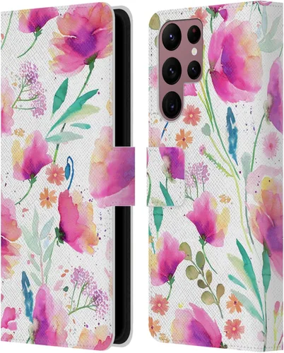 Vista 158 de Head Case Designs Officially Licensed Ninola Abstract Poppies Lilac Floral Leather Wallet Case Compatible with Samsung Galaxy A07 4G