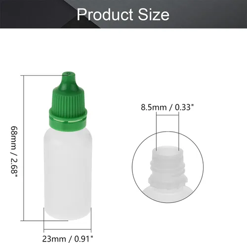 Vista 2 de Othmro Botellas cuentagotas de plástico de ojo de laboratorio de polietileno de 0.5 onzas, 50 piezas, gotero líquido exprimible de 0.0 fl oz, boca