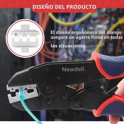 Vista 7 de Newdeli Kit de herramientas de prensado de alambre, 7 piezas, alicates de crimpado de alambre de trinquete para conectores termorretráctiles