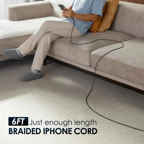 Vista 7 de Cable USB C a Lightning de 6 pies, paquete de 2 [certificado Apple MFi], cable de carga rápida tipo C a cable Lightning para iPhone 14 Pro