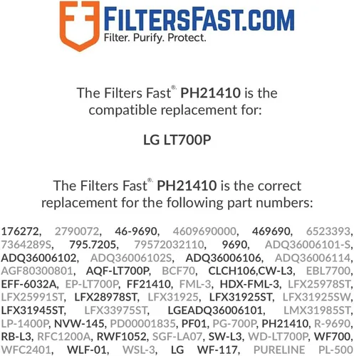 Vista 3 de Filters Fast PH21410 Reemplazo compatible para LG LT700P Filtro de agua de refrigerador Cartucho de carbón activado para dispensador de agua