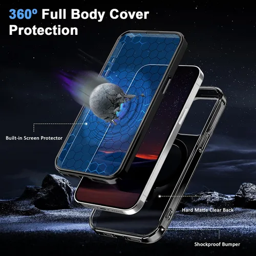 Vista 4 de Funda de cuerpo completo a prueba de golpes para iPhone 13 Pro con soporte magnético invisible [compatible con MagSafe] protector de pantalla