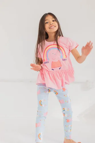 Vista 5 de Peppa Pig Conjunto de camiseta y leggings Peplum para niñas pequeñas