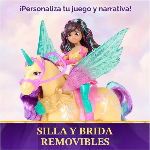 Vista 6 de Unicorn Academy, Wing Magic Ava & Leaf, muñeca posable de 4.5 pulgadas y unicornio de 5 pulgadas con alas, 4 accesorios, muñecas y juguetes