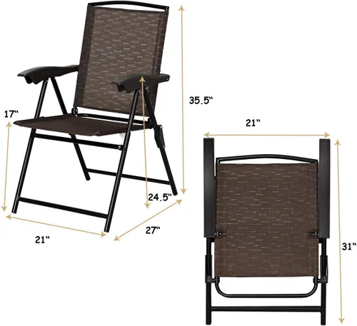 Vista 10 de Goplus Juego de 4 sillas plegables con reposabrazos y respaldo ajustable
