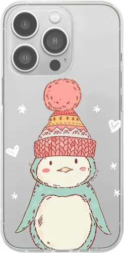 Vista 6 de Blingy's Funda compatible con iPhone 14 Pro, bonito patrón de Navidad con diseño de copos de nieve de invierno, funda protectora transparente de TPU
