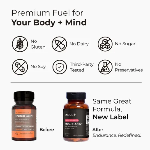 Vista 3 de ENDUR-ACINA - Niacina B3 - ER (liberación prolongada) 250 mg (200 ct) Nicotinic Acid Formula Supporting Healthy Heart & Cholesterol Balance with