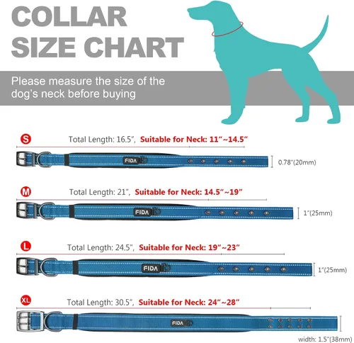 Vista 7 de Fida Juego de collar de perro de 14.5 a 19 pulgadas con correa de perro de 4 pies, juego de correa y collar resistentes para perros medianos