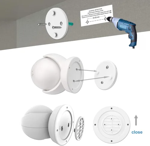Vista 7 de HONWELL Luz con sensor de movimiento funciona con pilas, luz de seguridad inalámbrica para exteriores, luz de seguridad, sensor de luz de encendido
