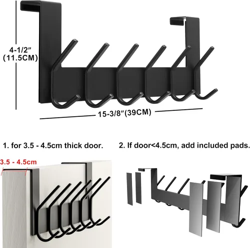 Vista 2 de Dseap Percha para colgar sobre la puerta, 6 ganchos para colgar ropa, sombrero, toalla, cobre antiguo
