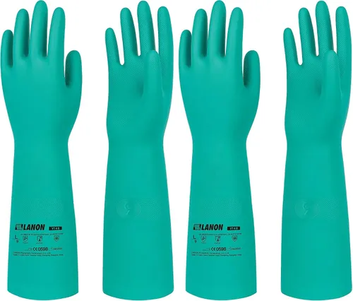 Vista 8 de LANON Guantes de Nitrilo Resistentes a Productos Químicos, Guantes de Trabajo de Seguridad Reutilizables de Servicio Pesado, Protección contra