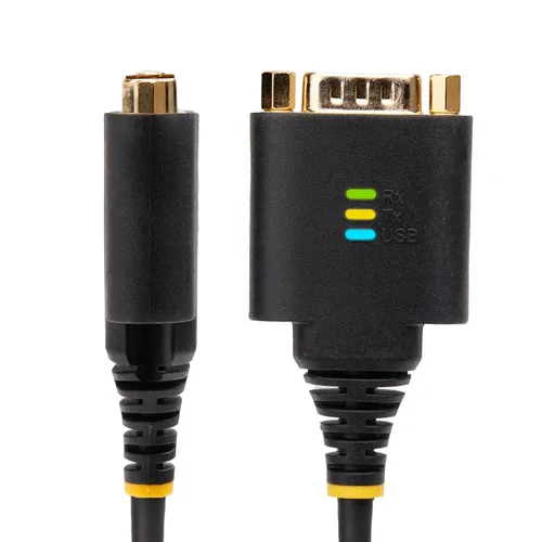 Vista 2 de StarTech.com Cable adaptador de 2 puertos USB a serie de 2 pies, retención COM, FTDI, USB a DB9 RS232, tornillos y tuercas DB9 cambiables