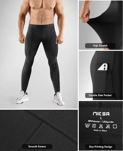 Vista 3 de Niksa Paquete de 5 pantalones cortos de compresión para hombre, ropa interior de compresión de elastano, pantalones cortos para correr