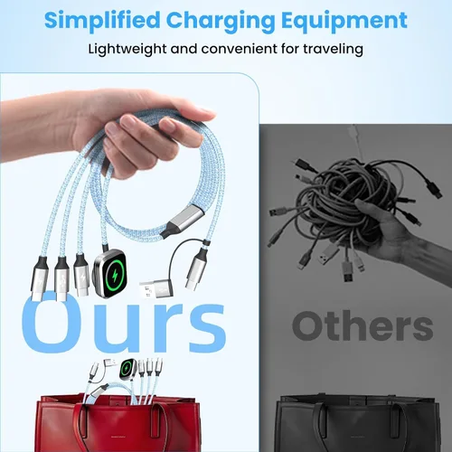Vista 8 de Travel Essentials - Cable de carga múltiple para iWatch Charger, 4 en 2, 3XUSB C, cable de carga múltiple, USBC Car CarPlay compatible con iWatch