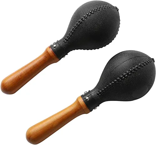 Vista 7 de Maracas de percusión par de agitadores sonajeros martillo de arena instrumento de percusión con carcasas de plástico ABS y mangos de madera