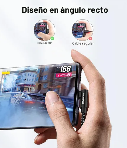 Vista 2 de Cable USB C corto de ángulo recto de 0.5 pies, paquete de 3 cables de carga USB C de 6 pulgadas, cable de carga rápida trenzado de nailon