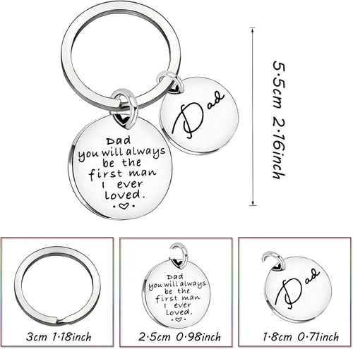 Vista 3 de Regalo para papá de hija, hijo, llavero para hombre, regalos de boda, día del padre, papá, siempre serás el primer hombre que amé, Metal