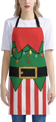 Vista 128 de Dreaweet Delantal de cocina unisex con cuello ajustable de Navidad