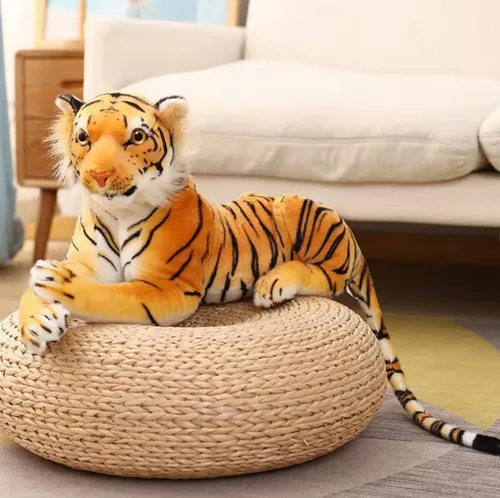 Vista 3 de GracesDawn Animales de peluche, tigre de 26.8 pulgadas (incluyendo el tamaño de la cola), gato de peluche para temática de la selva, decoración