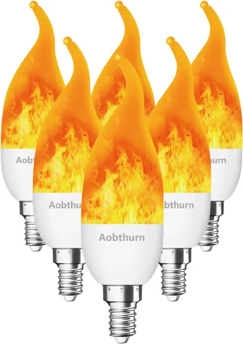 Vista 9 de aobthurn Bombillas de llama, 4 modos de luz LED con efecto de llama, base E26 parpadeante con sensor de gravedad, bombillas parpadeantes para fiesta