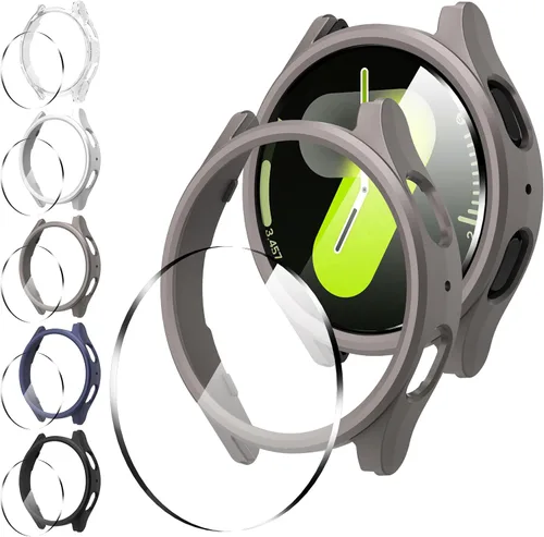Vista 23 de Suoman 5+5 Pack para Samsung Galaxy Watch 7/8 Ultra 47mm (2024/2025) Estuche, Protector de pantalla de vidrio templado 9H + Funda protectora de PC