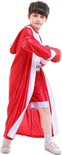 Vista 6 de Disfraz de boxeo clásico para niños, boxeador, juego de rol, disfraz de Halloween, bata de boxeo para niños