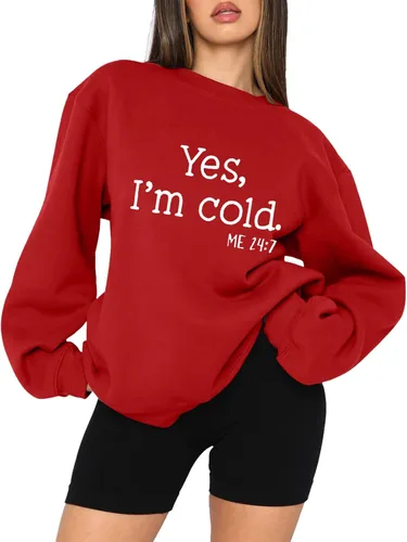 Vista 3 de Womens Oversized Sweatshirts Hoodies Fleece Crew Neck Letter Print Pullover Sweaters Casual Comfy Sweatshirt for Women