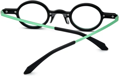 Vista 7 de HEPIDEM Gafas de acetato Marco Aleación Temple Hombres Pequeños Retro Gafas Redondas Mujeres Gafas Ópticas 9215 negro