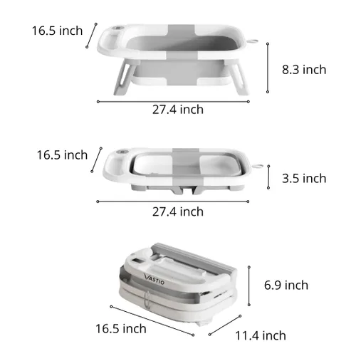 Vista 8 de VASTIO™ Juego de Bañera Plegable 6 en 1 para Bebé – Bañera de Baño Plegable para Recién Nacidos a Niños Pequeños, Juego de Baño Portátil para Bebés