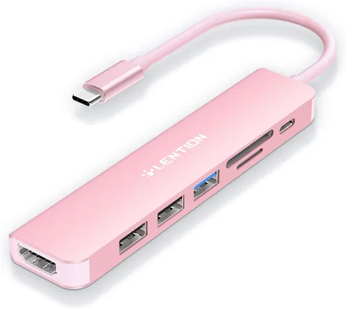 Vista 13 de LENTION Hub USB C con carga de 100 W, HDMI 4K a 60 Hz, lector de tarjetas dual, USB 3.0 y 2.0 compatible con MacBook Pro 2025-2016, nuevo Mac