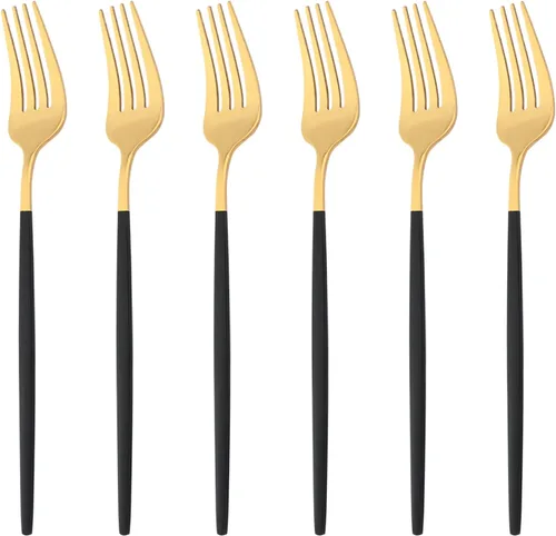 Vista 13 de Juego de cubiertos de espejo de 30 piezas de acero inoxidable 18/0, utensilios de cocina para cena, postre, pastel, té, café, vajilla para 6
