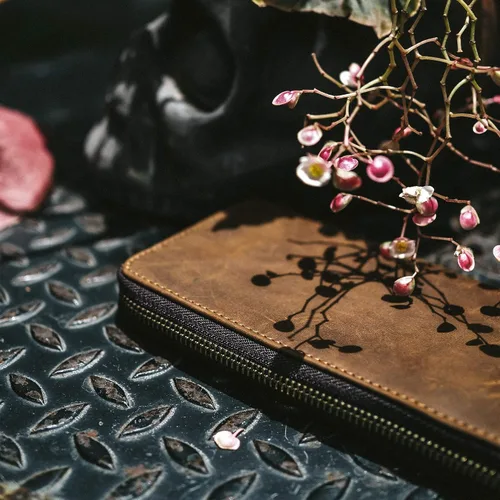 Vista 7 de Cartera larga para hombre de piel auténtica con cierre RFID bloqueo Vintage Bifold