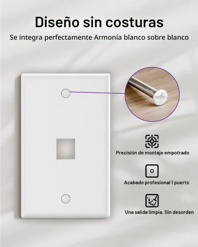 Vista 5 de VCE Placa de pared Keystone de 1 puerto (certificación UL), color blanco