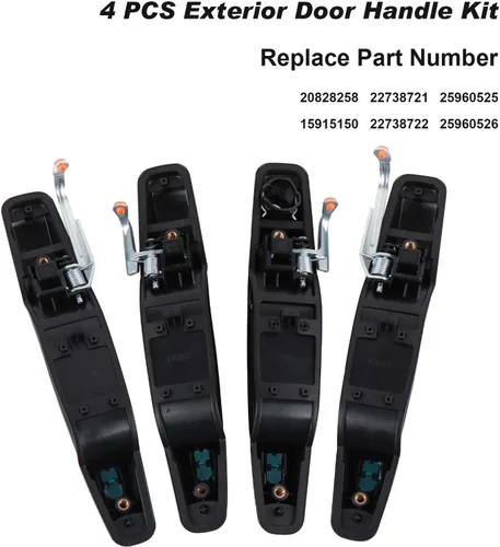 Vista 5 de Manija de Puerta Exterior Negra 4 Piezas Delantera Trasera Conductor y Pasajero Compatible con Cadillac Escalade 2007-2014 Chevy Avalanche Silverado