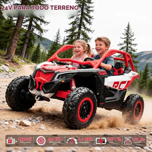Vista 4 de 24V CAN-AM Maverick X3 con licencia de 2 plazas para niños UTV Rojo