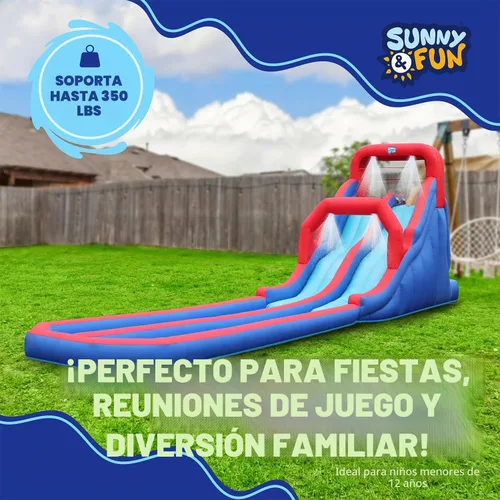 Vista 5 de SUNNY & FUN Parque acuático inflable del tobogán acuático del chapoteo Heavy-Duty Oxford Blow-Up Water Slides for Kids Backyard Climbing Walls