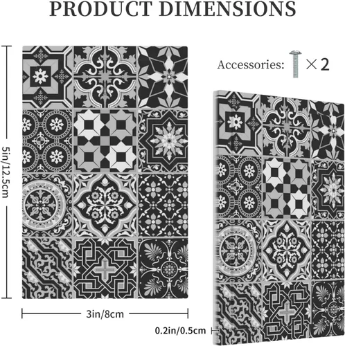 Vista 5 de Azulejos Negros Texturas Modernas Retro Marruecos 1 Gang Cubierta de Interruptor de Luz Sin Dispositivo Placa de Pared en Blanco Decorativa Placa