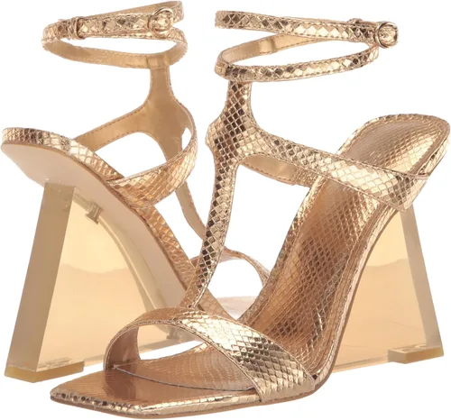 Vista 7 de GUESS Tacones de cuña Bacio metálicos con correa en T para mujer