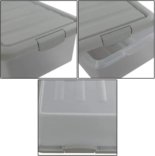 Vista 4 de Caja de almacenamiento de plástico de 14 cuartos de galón, contenedor de almacenamiento transparente con tapa, 2 paquetes