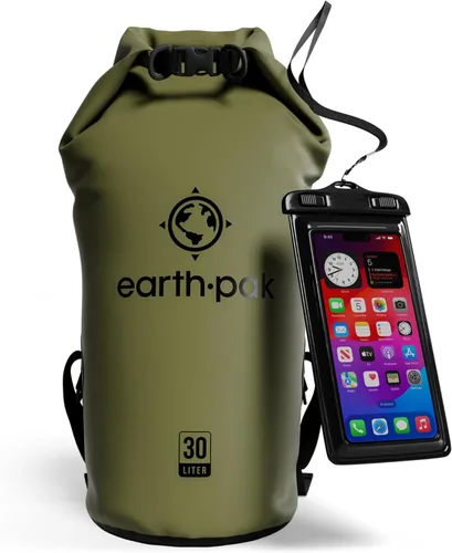 Vista 52 de Earth Pak Bolsa Seca Impermeable - Mochila Impermeable de Cierre Enrollable Superior Mantiene el Equipo Seco para Kayak con Funda Impermeable