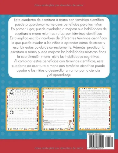 Vista 2 de Caligrafía En Imprenta Para Niños Edades 8 y Más Con Tema de Ciencia Cuaderno Para Escribir Letras, Palabras y Frases, Para Mejorar su Niños