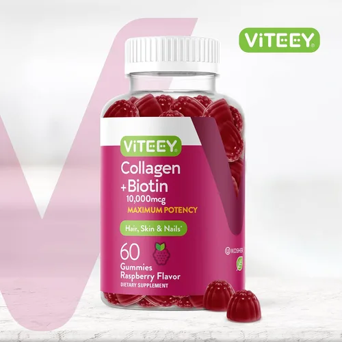 Vista 2 de Viteey - Gomitas de colágeno con gomitas de biotina for Hair Skin and Nails Vitaminas – Suplementos de biotina y colágeno para mujeres y hombres