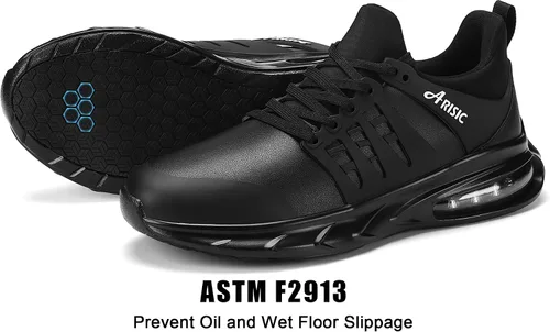 Vista 6 de ARISIC Zapatos de trabajo antideslizantes para hombres, zapatillas de deporte impermeables para restaurante para hombres, zapatos Trabajo Comfort