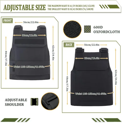 Vista 2 de Chaleco táctico para exteriores, ajustable, para paintball, para entrenamiento de combate, disfraz de protección Molle (talla L), Negro" o "Camo