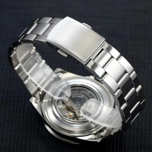 Vista 7 de MASTOP Relojes mecánicos automáticos para hombre, de acero completo, impermeables, con calendario