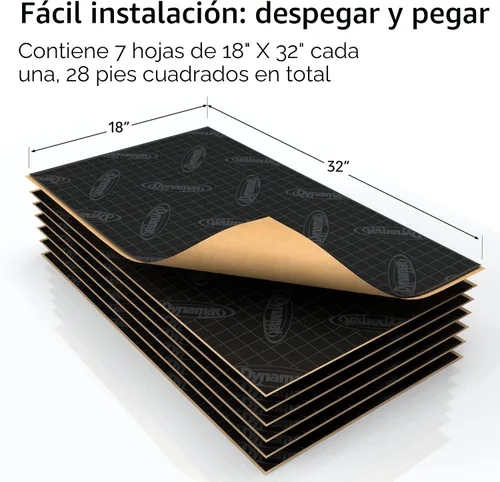 Vista 4 de Dynamat Xtreme Tech Pack Aislamiento Acústico Insonorizante para Automóvil – Amortiguación de Ruido para Piso, Puertas, Paneles, Capó, Motor