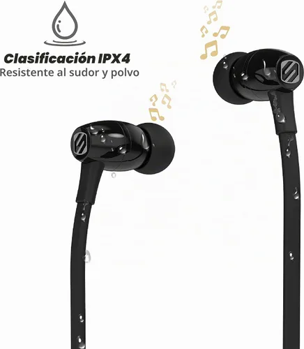 Vista 3 de Scosche BT102 Auriculares inalámbricos Bluetooth recargables con micrófono en línea, botones de control de música y almohadillas aislantes de ruido