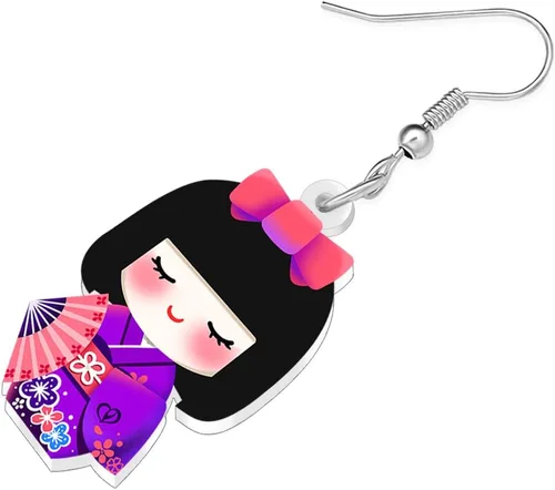 Vista 39 de DUOWEI Aretes de acrílico estilo japonés con diseño de anime para muñeca, colgantes, joyería para mujer